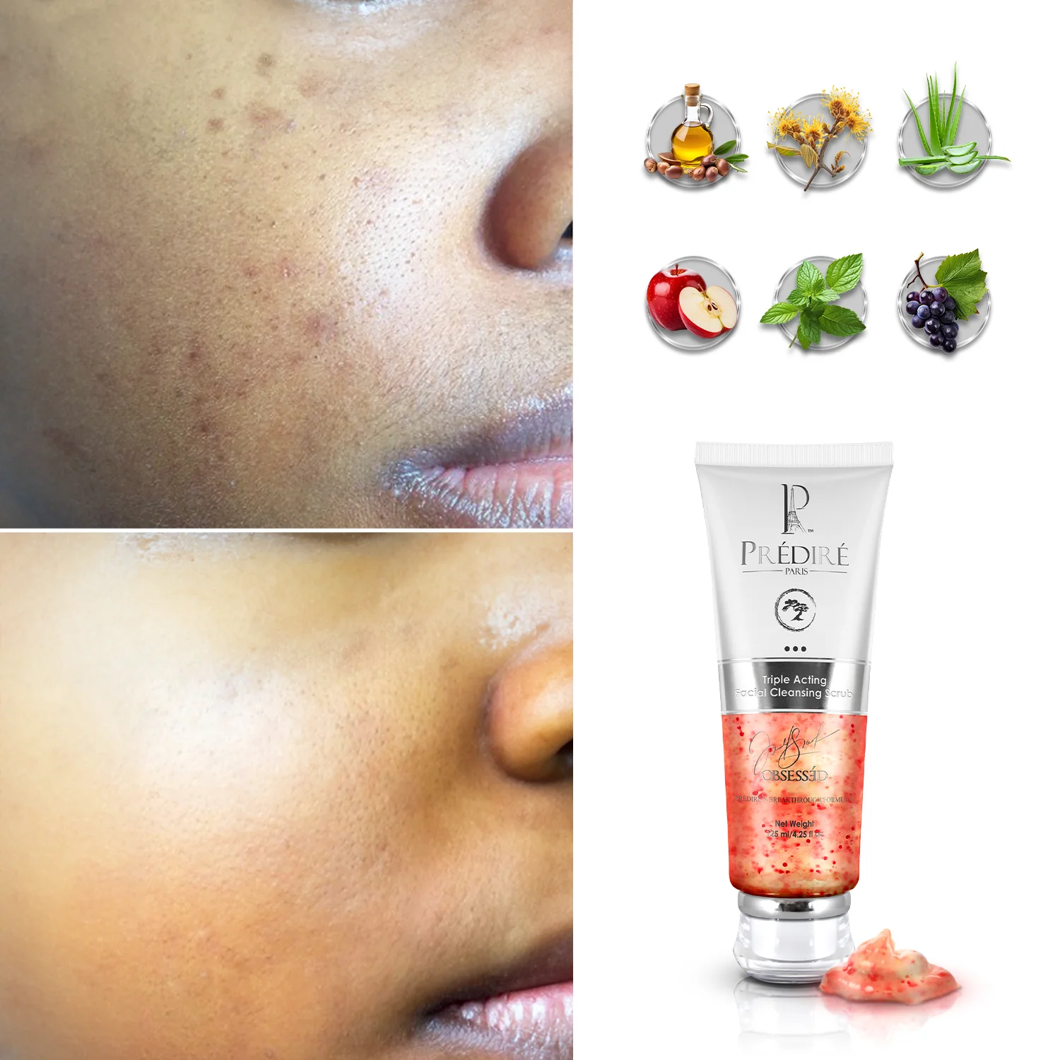 Triple Acting Facial Cleansing Scrub Powered by Bio Organica Collagen Technology - Image 3